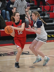 Girls basketball tournament, player passing the ball