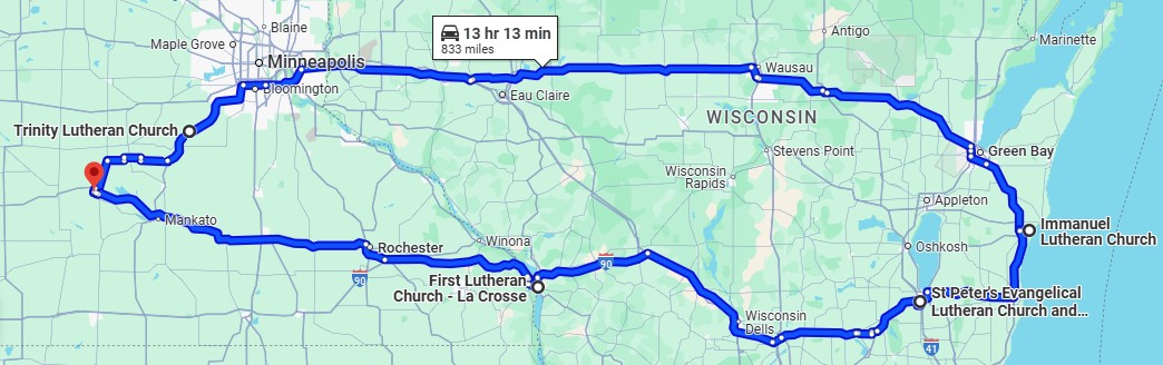 2025 College Choir Fall Tour Map