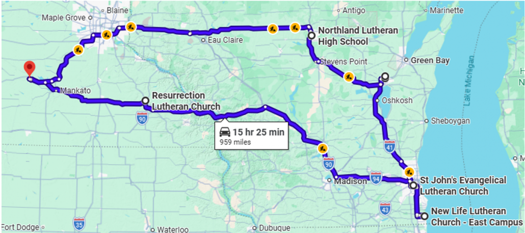 2026 Fall Choir Tour Map 2026 Fall Choir Tour Map
