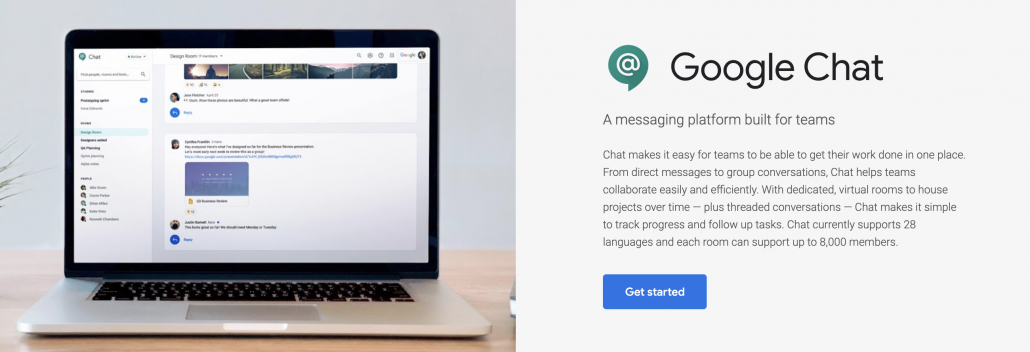 Google Chat homepage banner