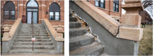 Old Main stairs in disrepair