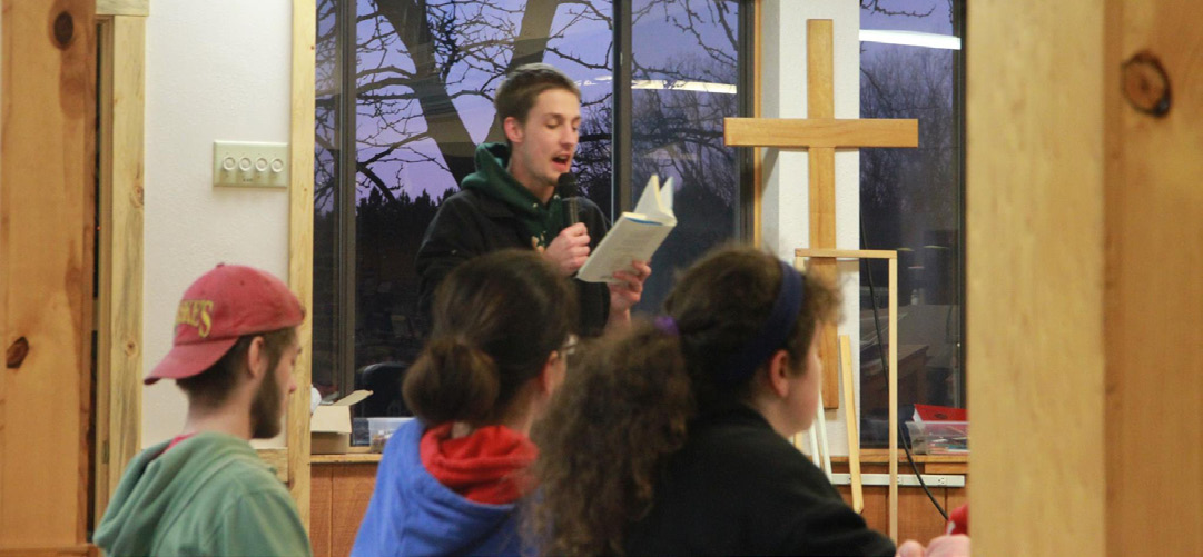 Leading a Bible Study at Camp Phillip during a Spring Teen Retreat.