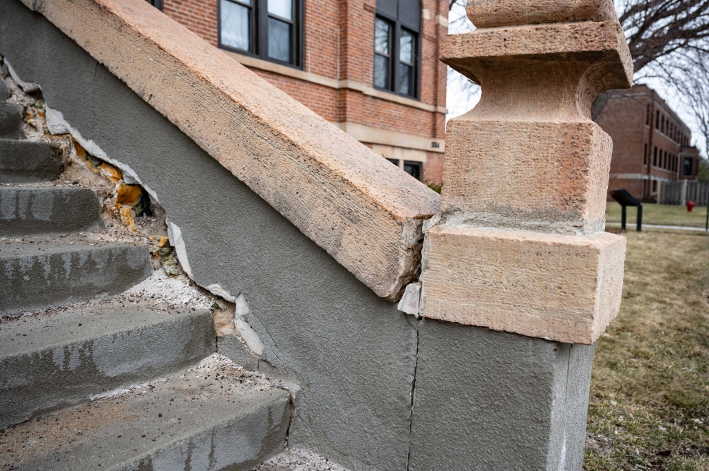 Old Main Stairs in disrepair